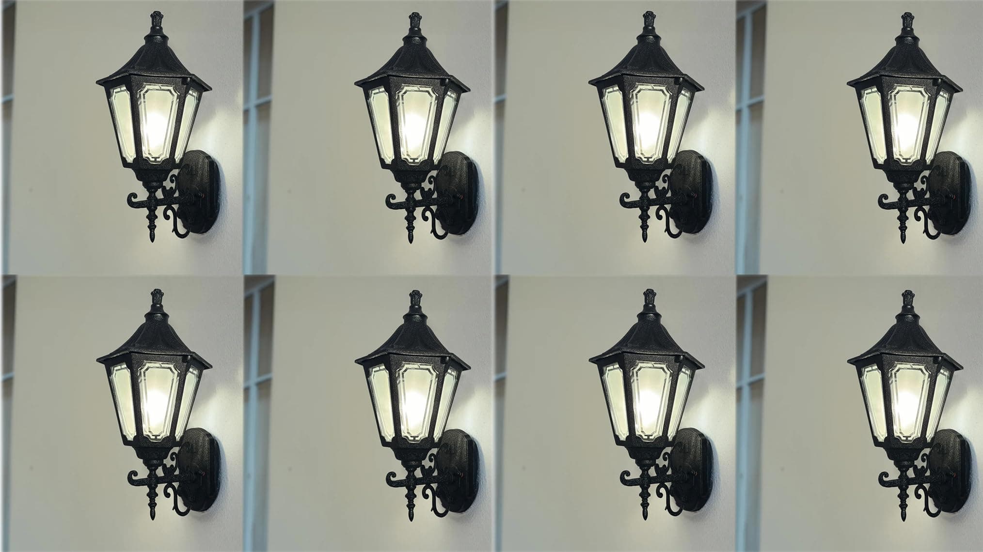 Kiyah Lights B22 Holder Cast Aluminium Black Texture Finished Standard Wall Light for Home Decor, Balcony, Front Elevation, Hallway, Restaurants, Terrace Walls & Garden l Pack of 8