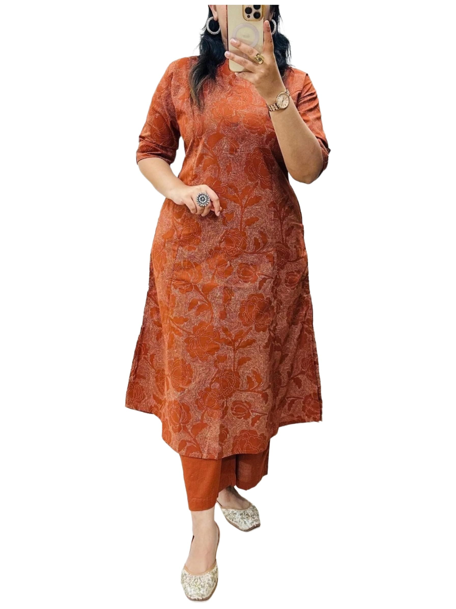 ANNI Designer Kurta Sets for Women Viscose Blend Printed | Kurti Set for Woman | Kurta Palazzo Set | A Line Kurti | Mandarin Collar Elbow Sleeve Suit Set for Women Stylish Ethnic Outfit Clothing