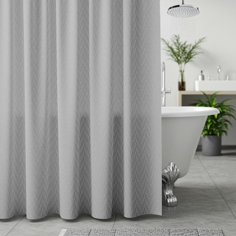 Wakefit Shower Curtain 7 Feet | 14 Free Hooks | No Plastic Smell | Waterproof Bathroom Curtain | Curtain for Balcony | Machine Washable Fabric | Grey | Height 7ft & Width 6ft | Very Premium