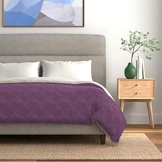 Urban Space Microfibre Reversible All Season Single Bed Blanket for Summer, 3 Layer Solid Quilted Dohar, Reversible Single Bed Dohar/Blanket/Quilt (Plum & Pearl, 225 x 145 CM)