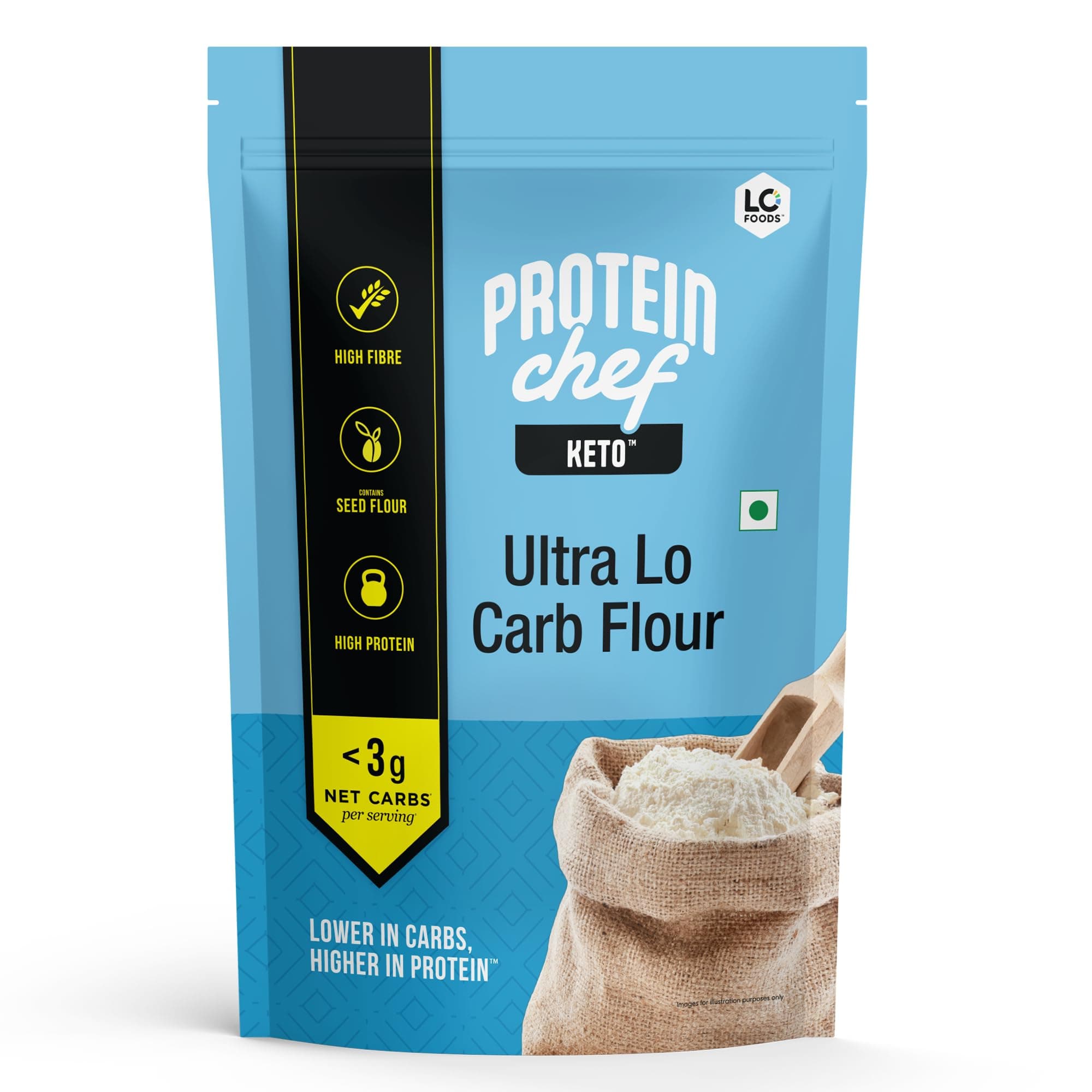 Lo Foods Ultra Low Carb Keto Atta (1 Kg), Dietitian Recommended Keto Flour, Lab Tested Food Products