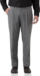 Amazon Brand - Symbol Men's Pleated Stretchable Formal Pants |Half-Elasticated | Regular Fit (Available in Plus Sizes)