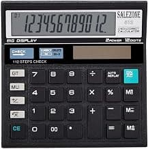 12 Digit Financial Calculator with 120 Steps Check Function and Special Buttons for Grand Total (Gt), Mark Up (Mu) Check and Correct Function Desktop Calculator (3 Years Warranty), Black
