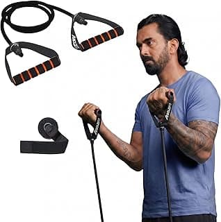 Boldfit Resistance Tube with Foam Handles, Door Anchor for Exercise & Stretching, Suitable in Home & Gym Workout for Men & Women-15kg-Black