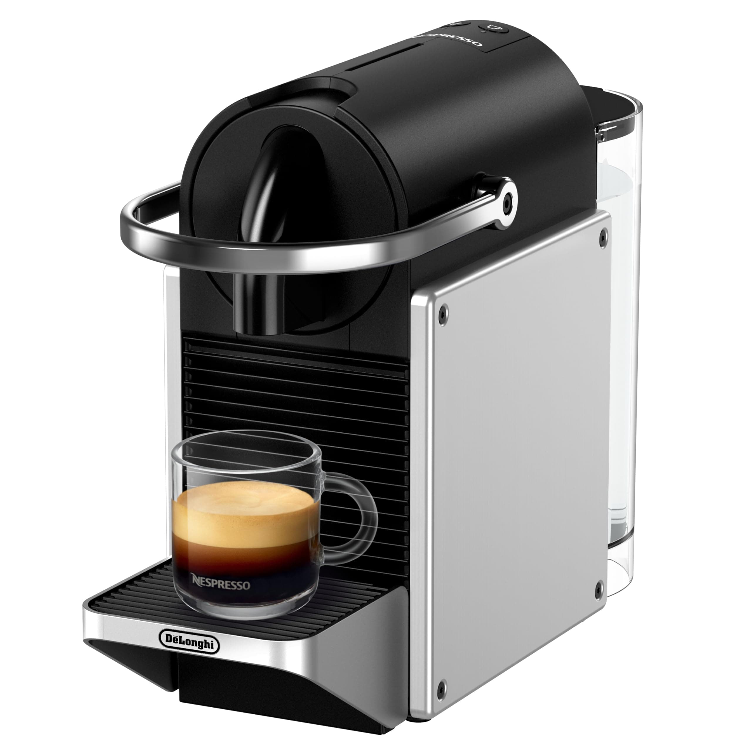 Nespresso De'Longhi Pixie EN127.S New Model Coffee Capsule Machine, Two Direct Dial Buttons, Eco Mode, Compact Design, 19 Bar Pressure System (EN127.S)