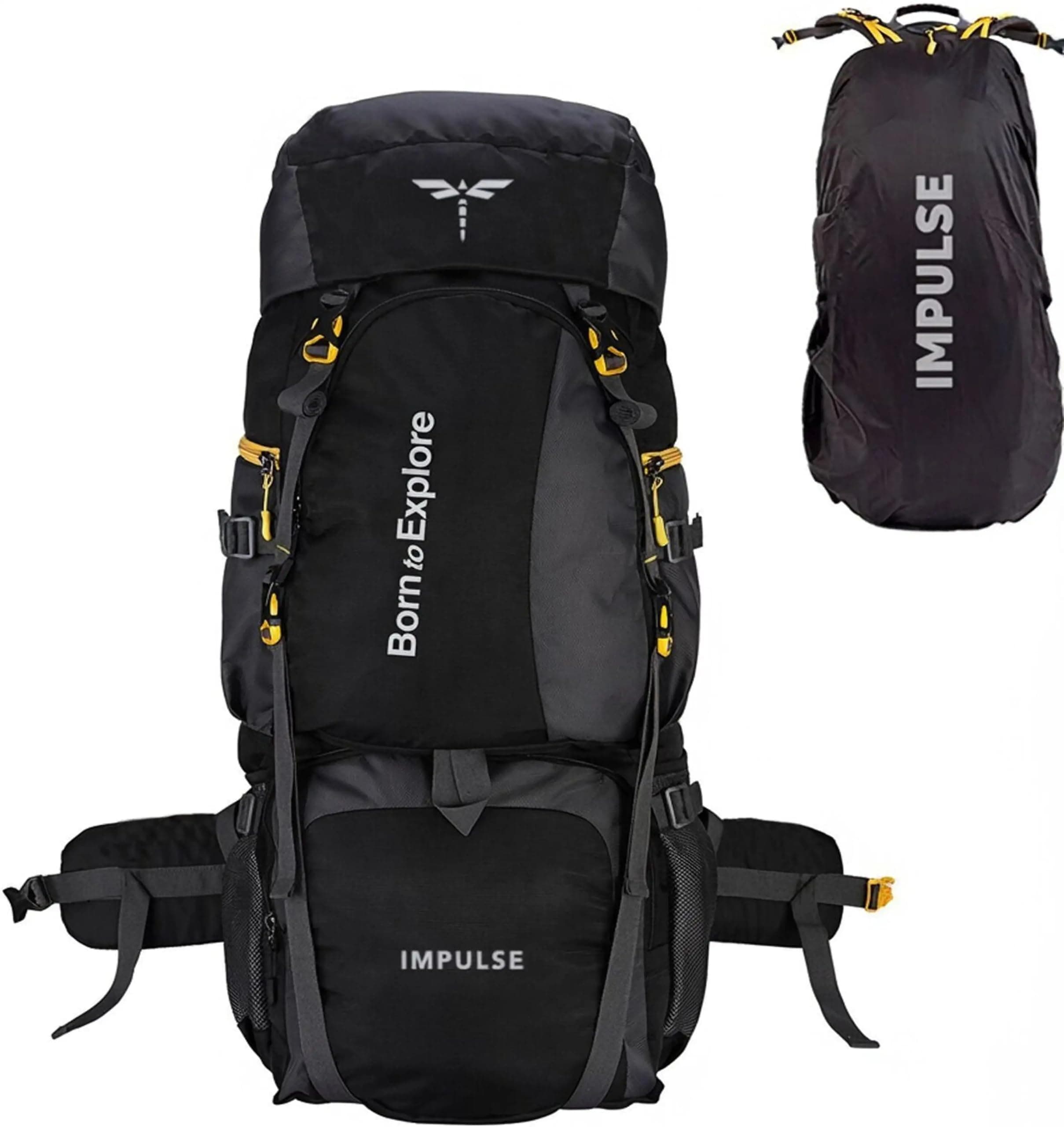 Impulse Rucksack bags 80 litres travel bag for men tourist bag for travel backpack for hiking trekking Bag for men camping Curve Black with 1 year Warranty | Black