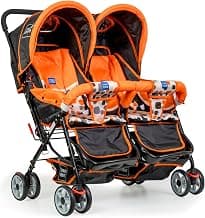 Mee Mee Twin Buggy Baby Stroller & Pram Easy Foldable with Adjustable Seating Positions| Age 0-2 yrs & Weight Upto 20 Kg with Swivel Wheel | 3 Point Safety Harness Belt with Comfortable Seats