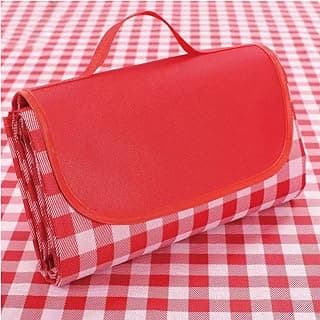 Picnic Blanket and Beach Mat, 80" x 57" Sandproof Waterproof for Indoor and Outdoor Use, Travel, Camping, Hiking, Park Grass - Handy Tote, Foldable (Red Plaids)