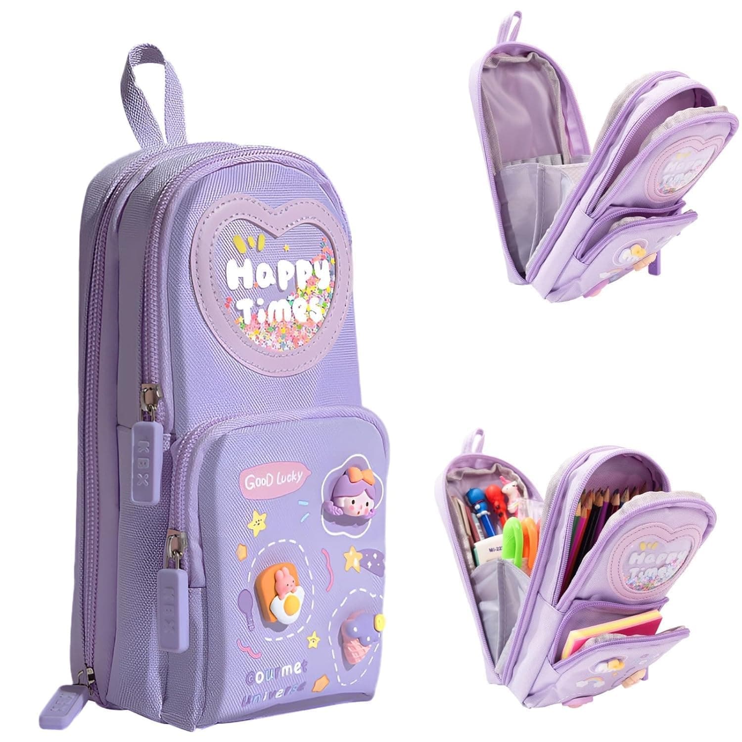 PLUSPOINT Premium Pencil Case 6 Layer with 3 Compartment Cute Aesthetic Pencil Case for Girls Large Capacity Pencil Pouch Multifunctional Pouch for School Kids Cute Quirky Stationary Gift