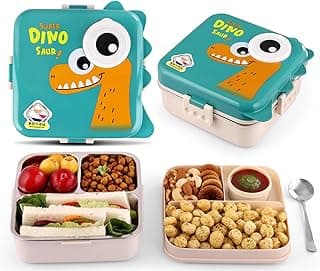 3-Compartment Stainless Steel Lunch Box – Insulated, Leak-Proof & BPA-Free Bento Box with Tray, Spoon & Container for School, Office, Travel – 1120ml + 70ml, Green