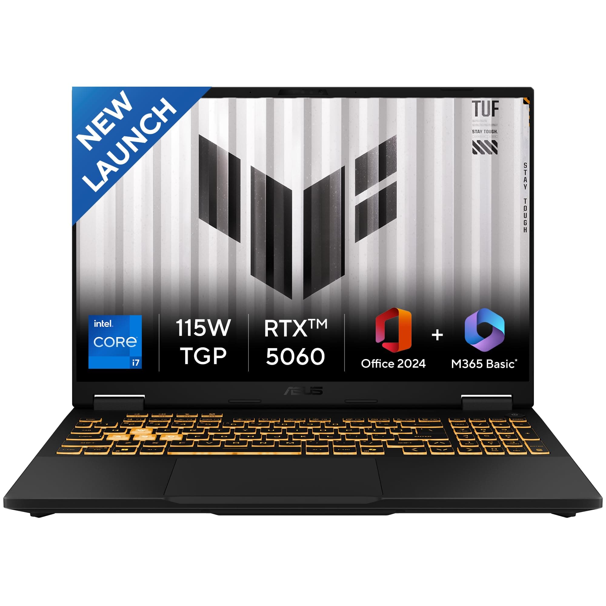 ASUS TUF F16, 14th Gen,Intel Core i7 14650HX,RTX 5060-8GB,16GB,1TB,FHD+,16",165Hz,90WHrs,Windows 11,M365 Basic (1Year)*,Office 2024,Jaeger Gray,2.2 Kg, FX608JMR-RV049WS, Gaming Laptop