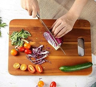 JAGIRA Divine Touch Water Proof Wooden Chopping Board with Wood Handle, Multipurpose Cutting Board for Vegetables, Fruits & Cheese, for Kitchen Use, BPA Free, Eco-Friendly, Anti-Microbial (Pack of 1)