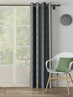Ddecor Curtain Pack of 1, Polyster Digital Print Stripes and Checks Curtain, Door 7 FT, Bespoke, Room Darkening |135 CM X 225 CM, Blue