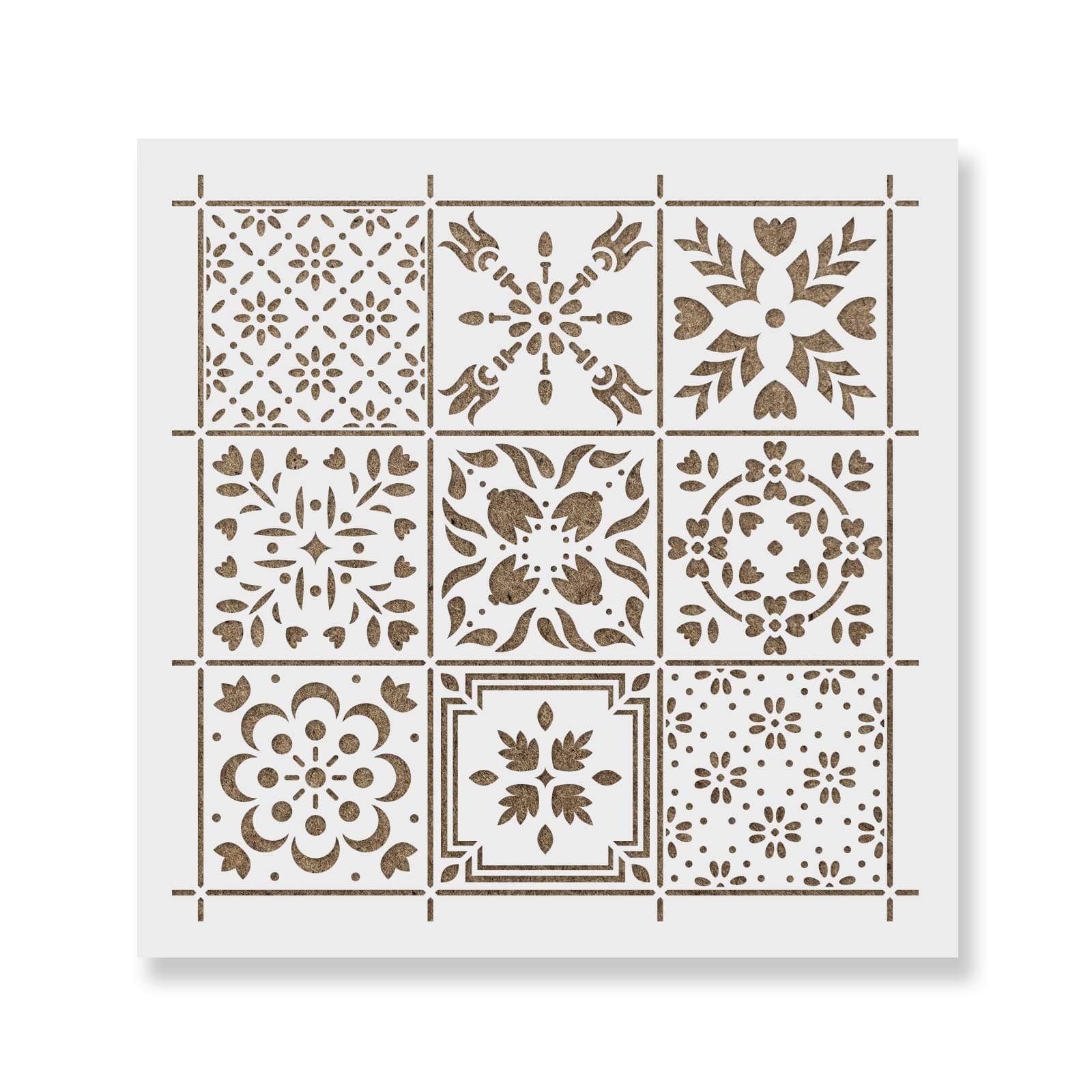 Stencil Revolution Scandinavian Mosaic Tile Stencil - Laser-Cut Reusable Floor Stencil & Backsplash Tile Stencils for Home Decor, Furniture, and Walls