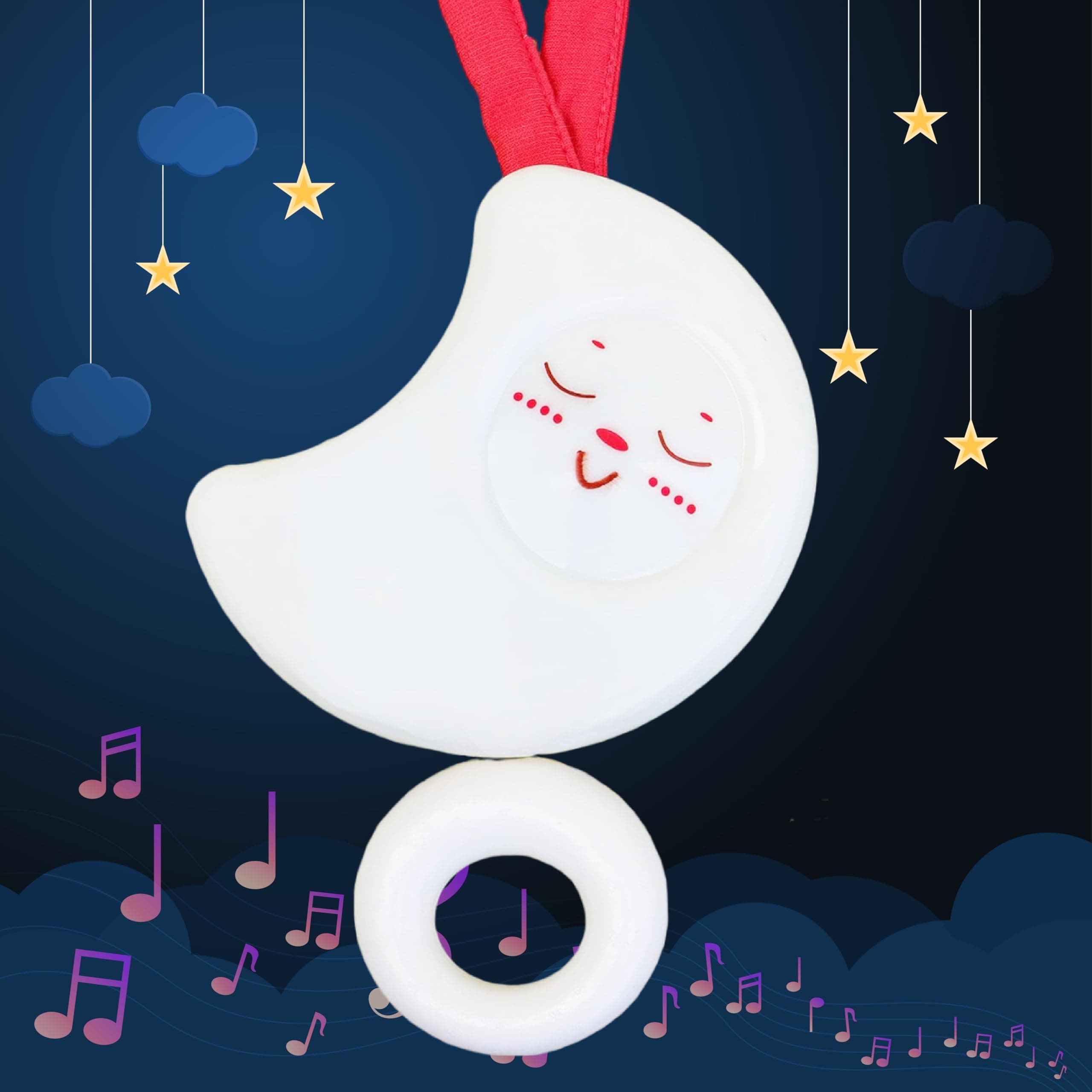 ToyMagic Moon Shaped Hanging Cot Rattle for Infants Melodious Sound Rattle Toys for 0-3 Months Newborn Toys,Baby Toys 0-6 Months,Infant Toys 0 3 6 12 Monthswhite