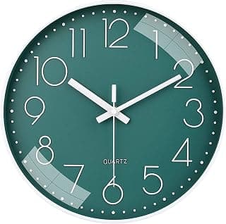 Rylan Wall Clock 12" Silent Quartz Decorative Latest Wall Clock Non-Ticking Classic Clock Battery Operated Round Easy to Read for Room/Home/Kitchen/Bedroom/Office/School.- (Green)