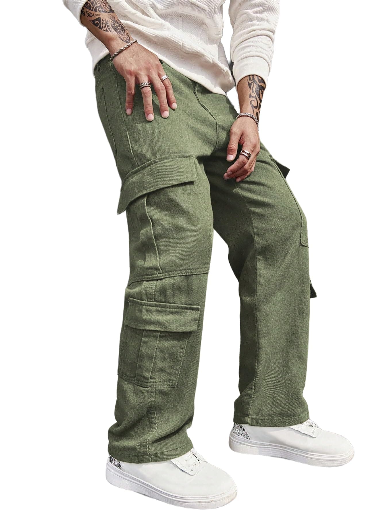 URBAN POCKETS Jeans for Men | Denim Cargo Pants with Relaxed Fit & Utility Side Pockets (2-D-Pocket-U03-U05)