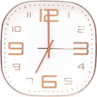 TEKCOOL Plastic Analogue Wall Clock 12" Silent Quartz Decorative Latest Wall Clock Non-Ticking Classic Clock Battery Operated Round Easy to Read for Room/Home/Kitchen/Bedroom/Office/School.Rose White}