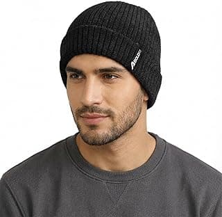 Boldfit Boldfit Beanie Cap for Men Woolen Winter Cap for Men Woolen Cap for Women in Winter for Thermal Wear Stylish Soft Winter Caps for Boys & Girls for Warm Wear Head Winter Cap Woollen Garam Topaa Black