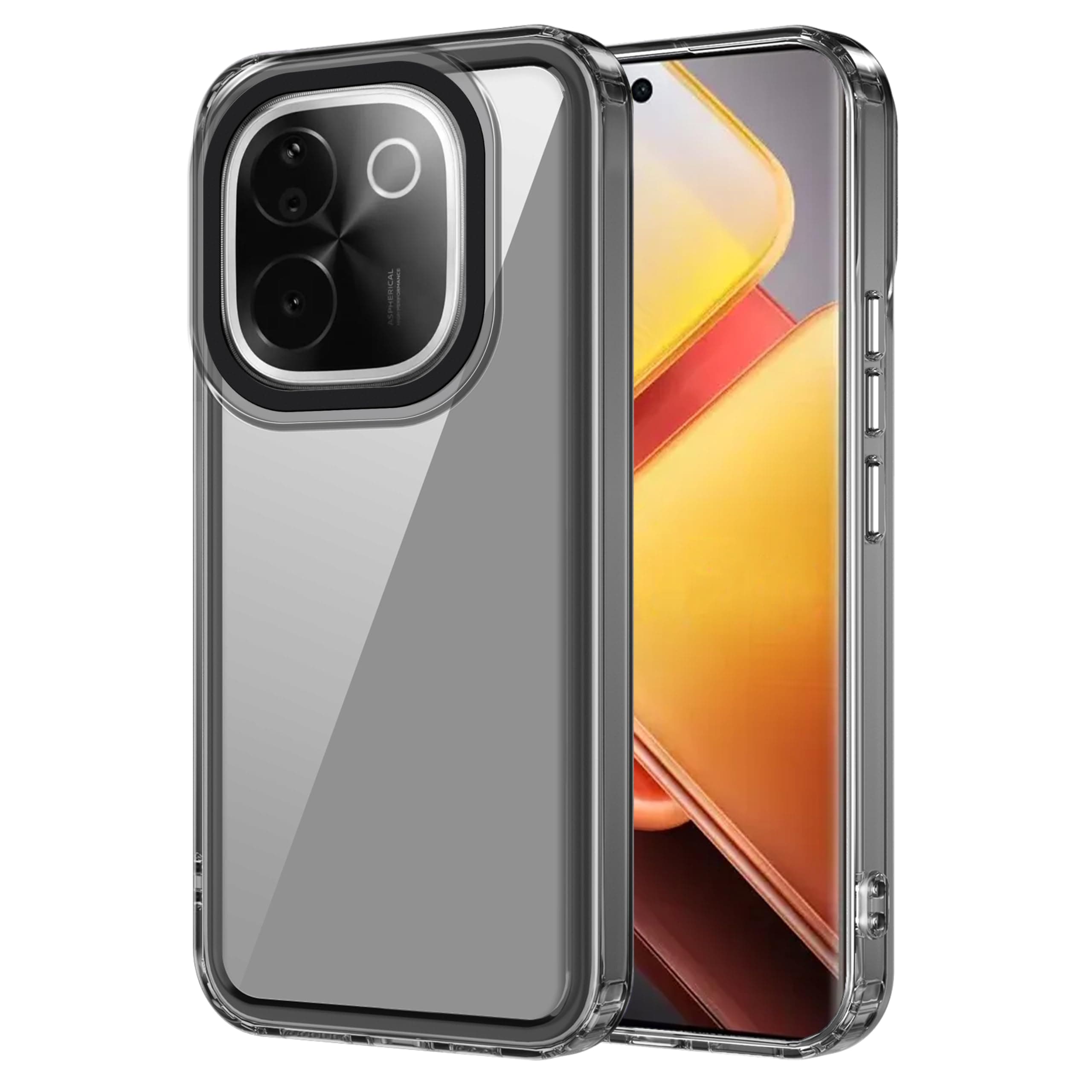 amazon basics Back Case Cover for iQOO Z9s Pro 5G | Compatible for iQOO Z9s Pro 5G Back Cover | Case Cover with Camera Protection | (TPU + PC | Translucent Black)