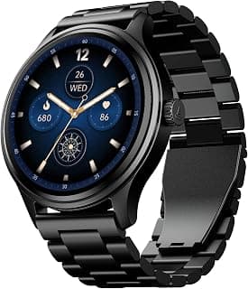 boAt Boat Lunar Discovery Neo, 1.39" (3.5 cm) Round HD Display, Premium Metallic Finish, Animated Watchfaces, 100+ Sports Mode, Bluetooth Calling, Smart Watch for Men & Women (Steel Black)