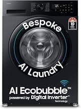 Samsung 12 kg, 5 Star, Super Speed, Wi-Fi, Hygiene Steam with Inbuilt Heater, Digital Inverter, Fully-Automatic Front Load Washing Machine (WW12DG5B24ABTL, Black)