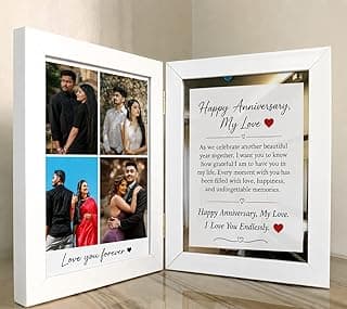 Dual Photo & Message Frame | Book Style Personalized Photo Frame | Custom Anniversary, Birthday & Christmas Gift for Couples | 5x7 Inch White (Dual, MODREN, REGULAR)