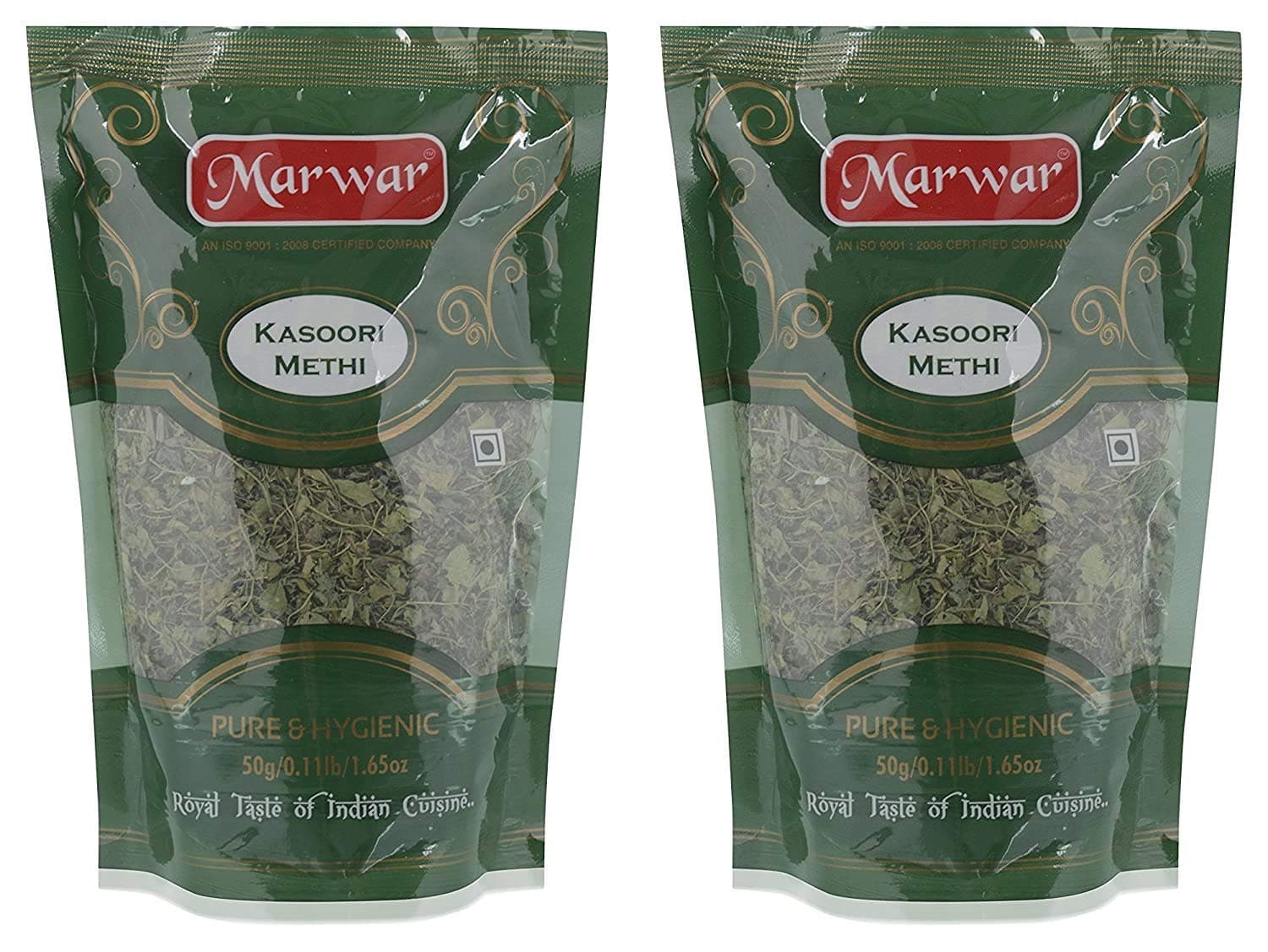 Marwar Kasuri Methi 400g | Premium Dried Fenugreek Leaves | Aromatic Kasoori Methi | Natural Indian Spice Herb | Enhances Flavor of Curry & Sabzi | Jar Pack