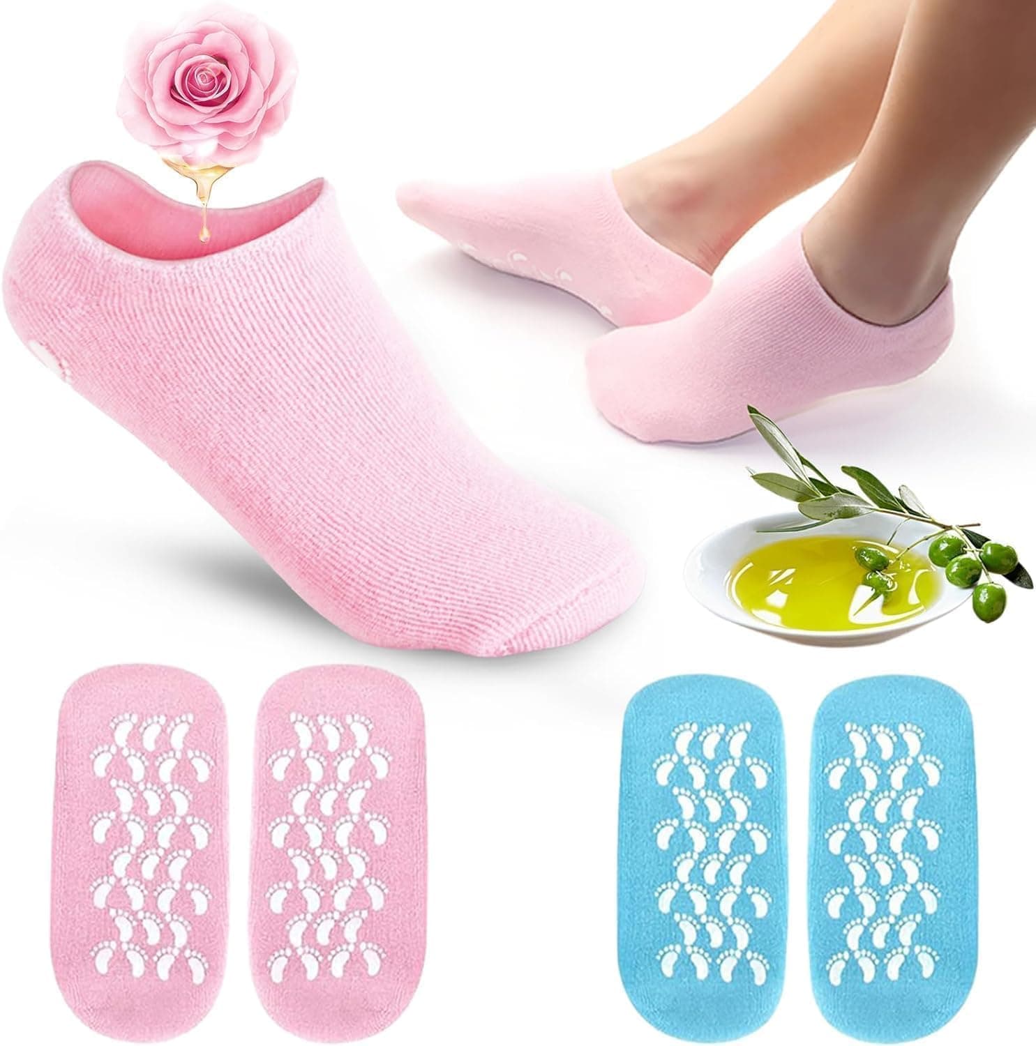 UNIDSC Silicone Gel Socks for Women & Men – Heavy Quality Big Size Spa Socks with Vitamin E, Heel Crack Repair and Foot Hydration Therapy (Pink)