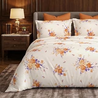 Bombay Dyeing 180 TC King Size Bedsheet with 2 Pillow Covers | 100% Pure Cotton | Large Size (274cm x 274cm) | Soft, Breathable & Durable | Florentine 7872 (Orange, King)