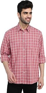 Colorplus Men Comfort Fit Checks Pattern Pure Cotton Plain Full Sleeve Casual Shirt