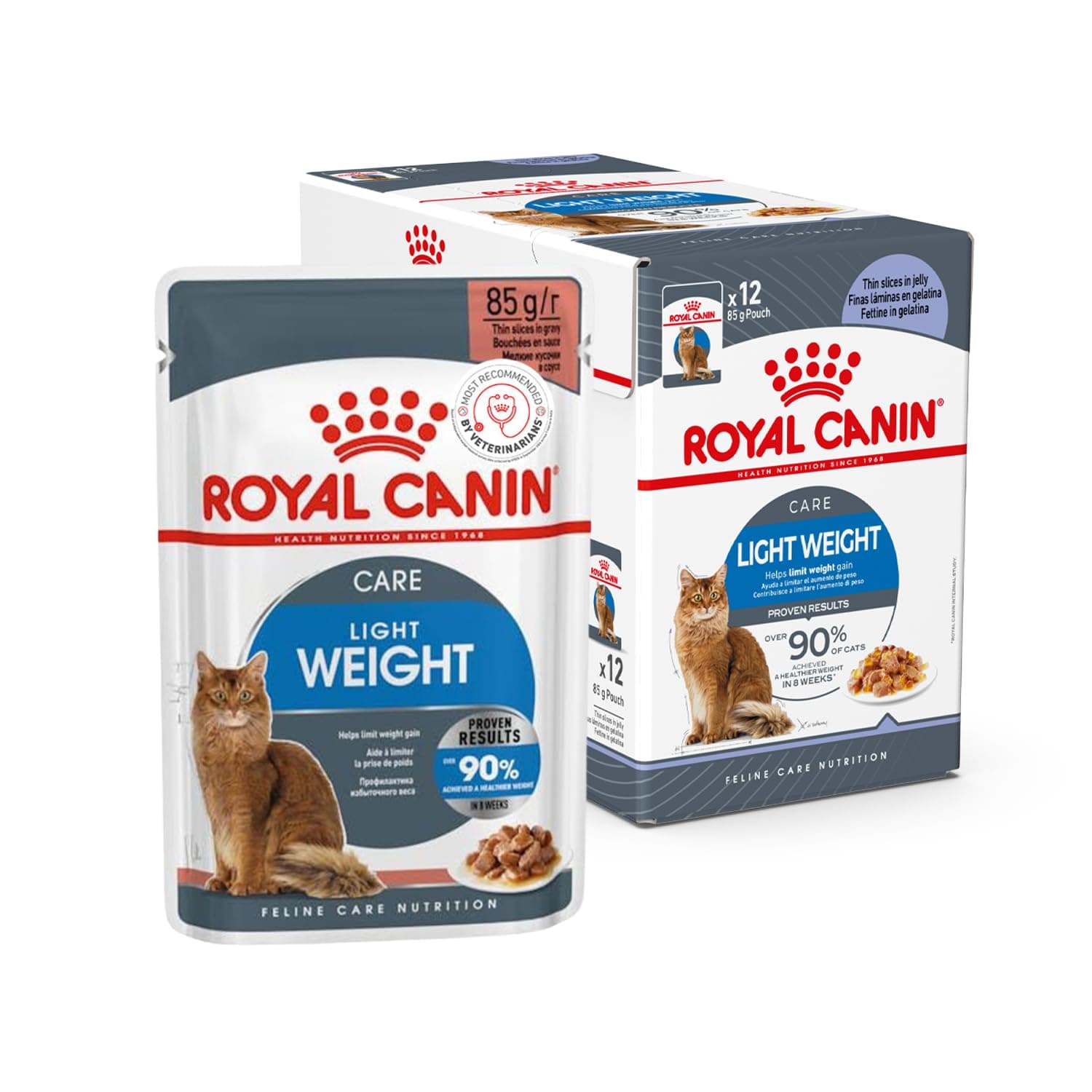 Royal Canin Light Weight Care Cat Food, 85 Grams, Pack of 12 Sachet, Wet Food, Maintains Muscle Mass, Limits Weight Gain, Digestive Health, and Urinary Health, Adult