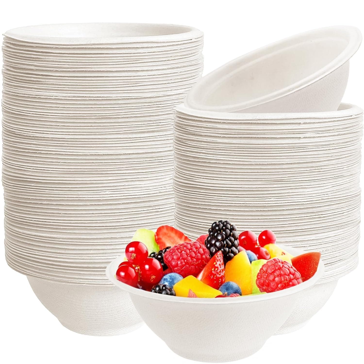 Xacton 180ML Round Bagasse Disposable Bowls | Eco-Friendly, Compostable & Biodegradable Food Serving Bowl | Leak-Proof, Sturdy & Food Grade | Ideal for Ice Cream, Desserts, Snacks & Takeaway (50 Pcs)