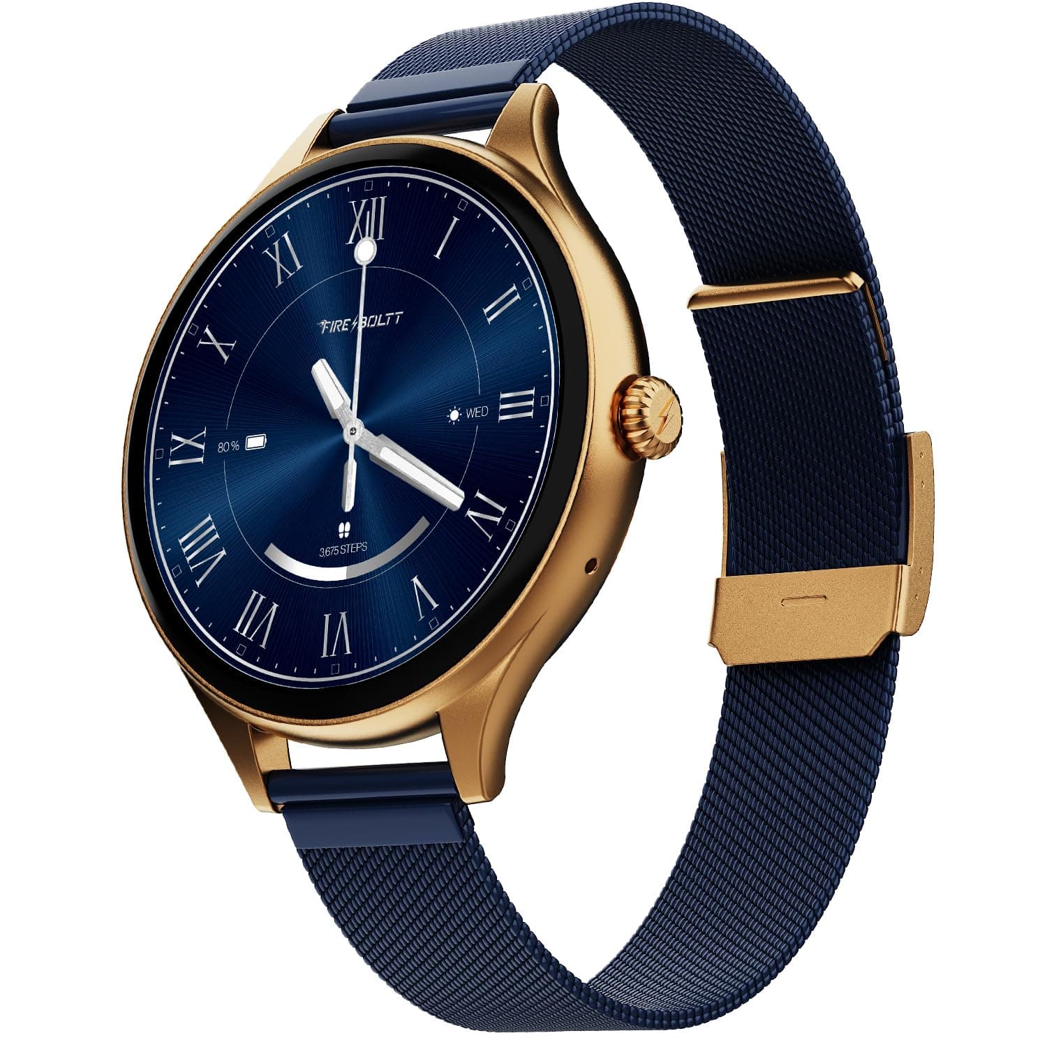 Fire-Boltt Phoenix Air Smart Watch 1.26” Round Display, Rotating Button, Wireless Charging, Ultra Lightweight Metal Body, Bluetooth Calling, Smartwatch with Silicone & Mesh Steel Straps Sapphire