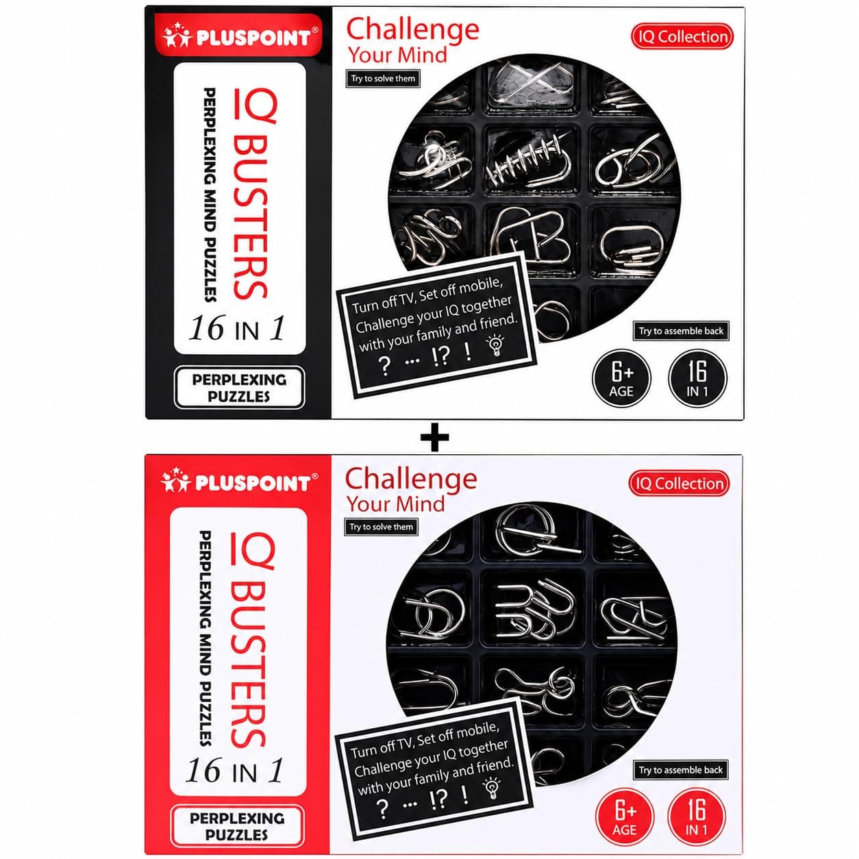 PLUSPOINT Brain Teasers Metal Wire Puzzle Toys for Kids Assorted Metal Puzzle for Gifts, Unlock Interlock IQ Booster Brain Teasers, Disentanglement Unlock Interlock Game
