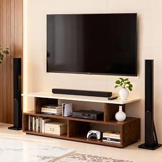 ABOUT SPACE TV Stand - Engineered Wood TV Showcase with Foot Pad Entertainment Console Shelf Storage for Set Top Box, Decor, Books for Living Room TV Unit - Walnut (L 101 x B 40.5 x H 41 cm)