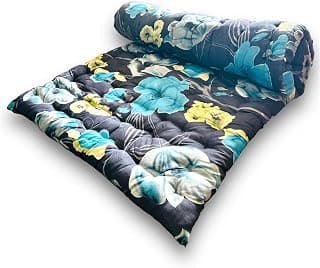 Deevine Craft Soft Cotton Foldable Mattress - Lightweight, Firm Single Gadda | 3D Design Print, 72x36 Inches (3x6 ft) | Portable for Picnic, 1 Sleeping Capacity (Dark Grey Floral Mattress)