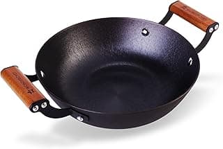 Wonderchef Pre-Seasoned Ferro Light 28cm Kadhai | 3.2L | Acacia Wooden Handles | Gravity Moulding Technology | No Chemical Coating |10 Year Warranty