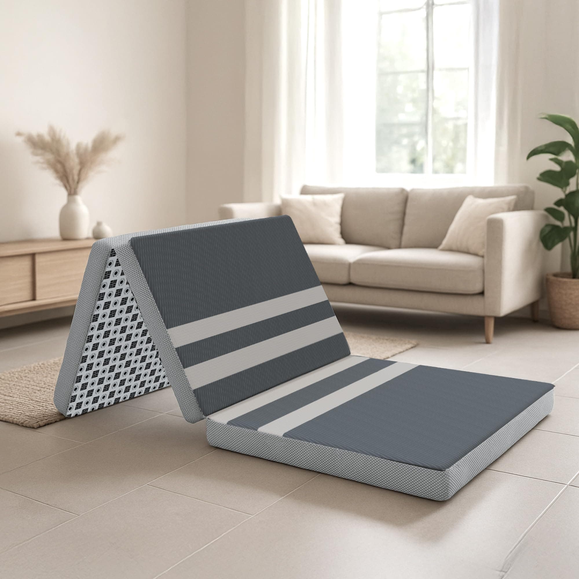 Florance Tri-Fold Cooling Gel Memory Foam Mattress | Triple-Layer Medium-Firm|Breathable Fabric | Portable Foldable Bed for Guests, Camping & Travel | 6-Year Warranty| Single Size|72x36x6 Inch