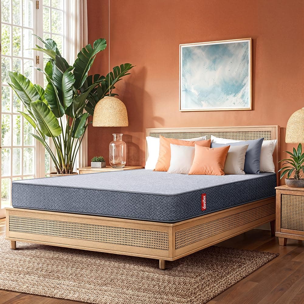Duroflex Livein Essential - Pressure Relieving, Orthopedic Memory Foam Mattress Queen Bed, 8 Inch Queen Size Medium Firm Bed Mattress with Superior Comfort & Anti Microbial Fabric (78x60x8 Inch)