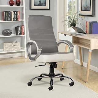 CELLBELL C99 Apex Ergonomic High Back Executive Boss Chair for Home & Office | Premium Leatherette Revolving Computer Chair with Thick Cushion Seat, Soft Armrests & Height Adjustment (White & Grey)