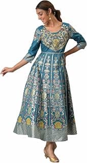 Aurelia Women Lagoon Floral Printed Knee-Length A-Line Dress