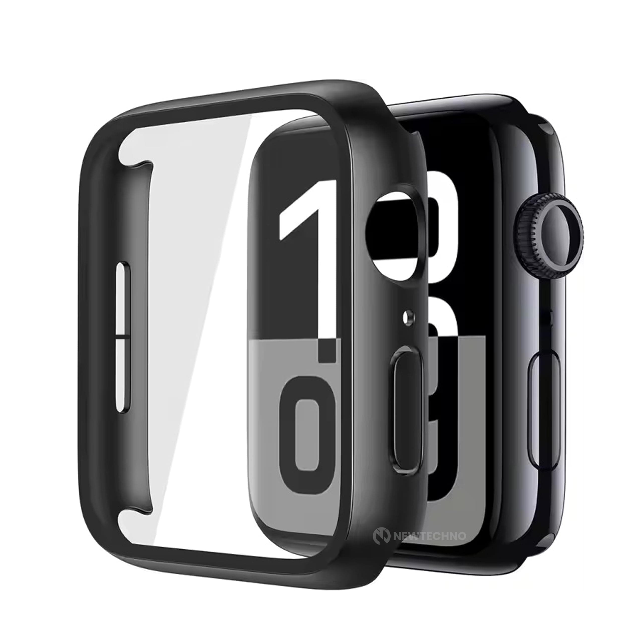 [2 PACK] Waterproof Hard PC Case Compatible with Apple Watch Series 11/10 46mm with Tempered Glass Full Screen Protector, Full Coverage, Touch Sensitive, Ultra-Thin HD Bumper Cover for iWatch Black