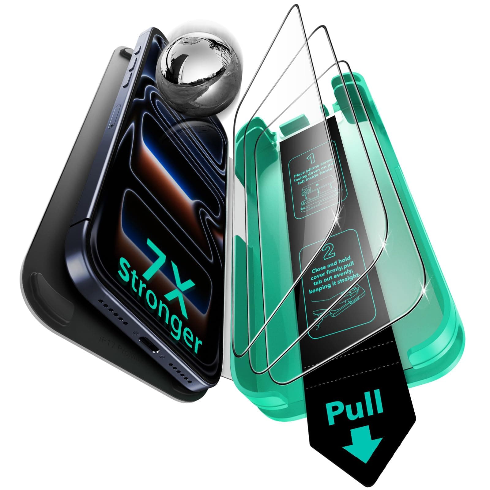 ESR 3 Pack for iPhone 17 Pro Max 9H+ Tempered Glass Screen Protectors, Ultra Fit Tray, Highly Durable Armorite Ultra-Tough Screen Guard, Military-Grade, with AR Anti-Reflective Technology