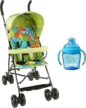 LuvLap Tutti Frutti Stroller/Buggy, Compact & Travel Friendly, for Baby/Kids, 6-36 Months (Green) & LuvLap Hippo Sipper Blue