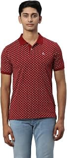Parx Men's Print Pattern Regular Fit Pure Cotton Half Sleeve Polo Neck Casual T-Shirt