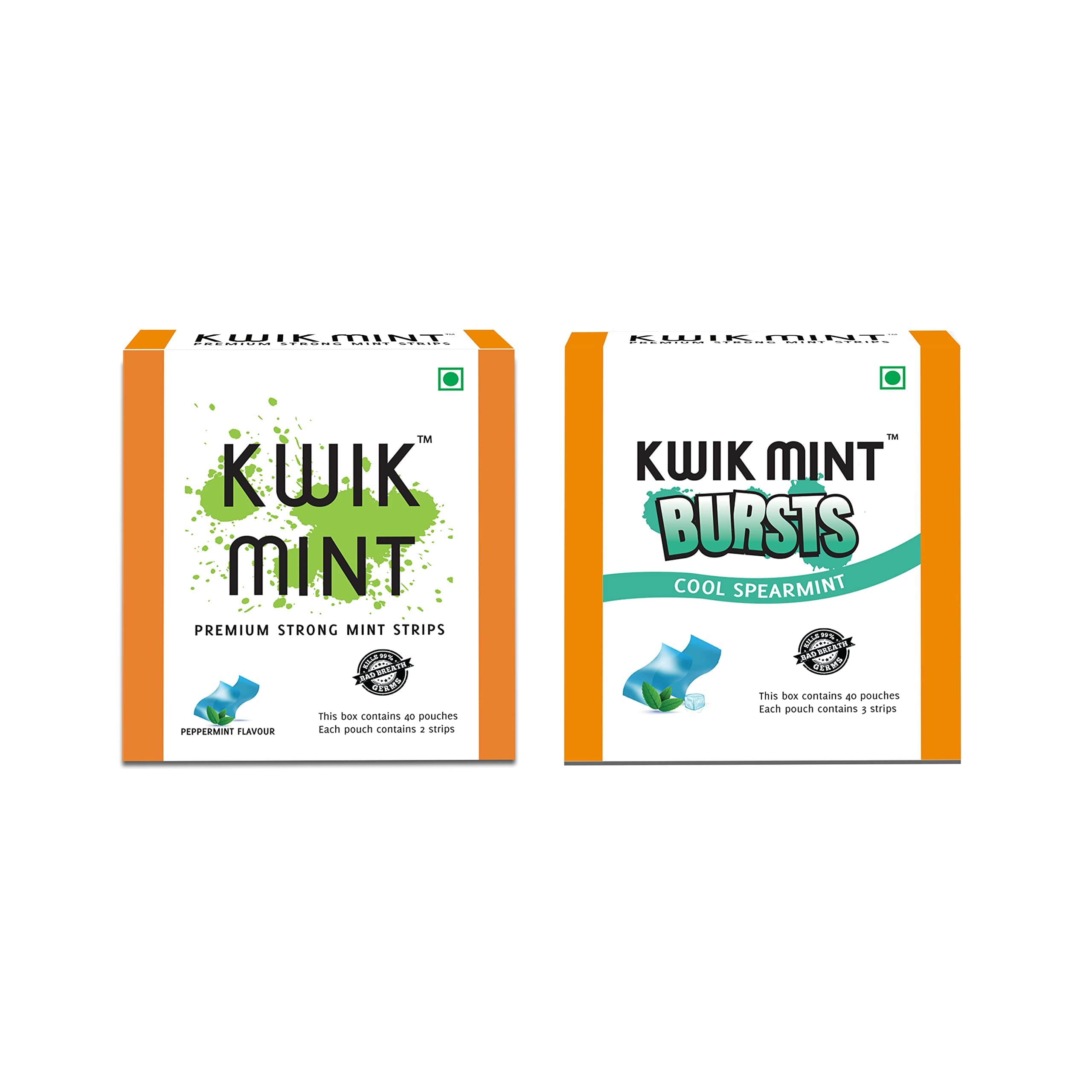 Kwik Mint Mouth Freshners (Kwik Mint Cool - Kwik Mint Burst) 2 Flavours in One Pack (BURST & MINT)