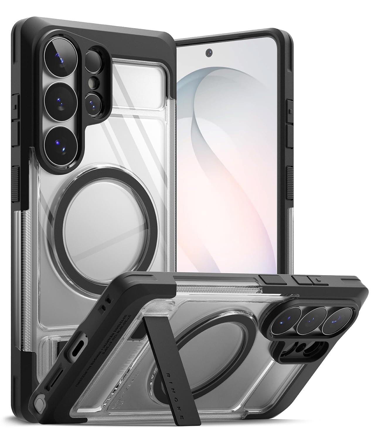 Ringke UX Magnetic for Samsung Galaxy S26 Ultra Case Back Cover [Compatible with MagSafe] [Built-in Metal Stand] Dual Layer Protective with Heavy-Duty Bumper Frame - Clear