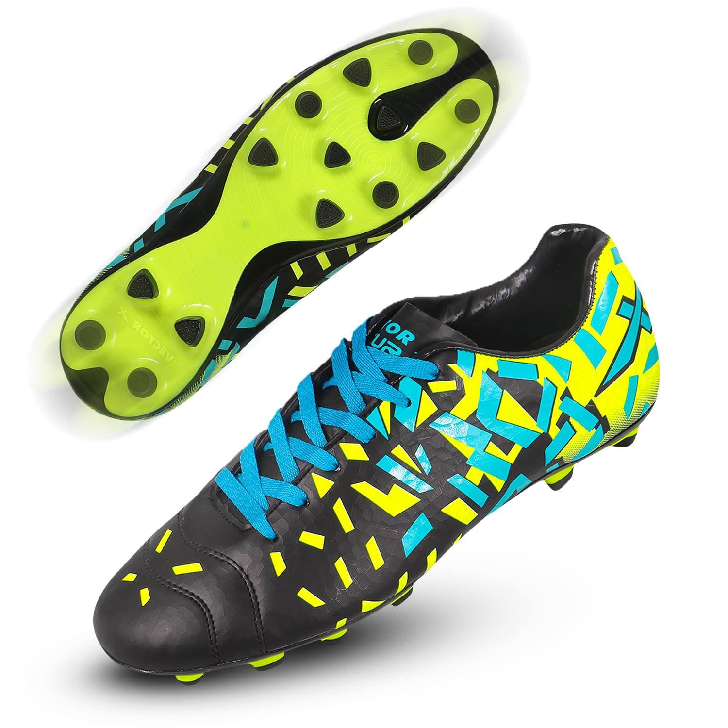 Vector X Acura Series High-Performance Athletic Football Studs|Turf Shoe|Fully Embossed Synthetic Upper+ High Strength TPU Sole|Practice & Training Footwear Sports Shoes for Boys Men Adult