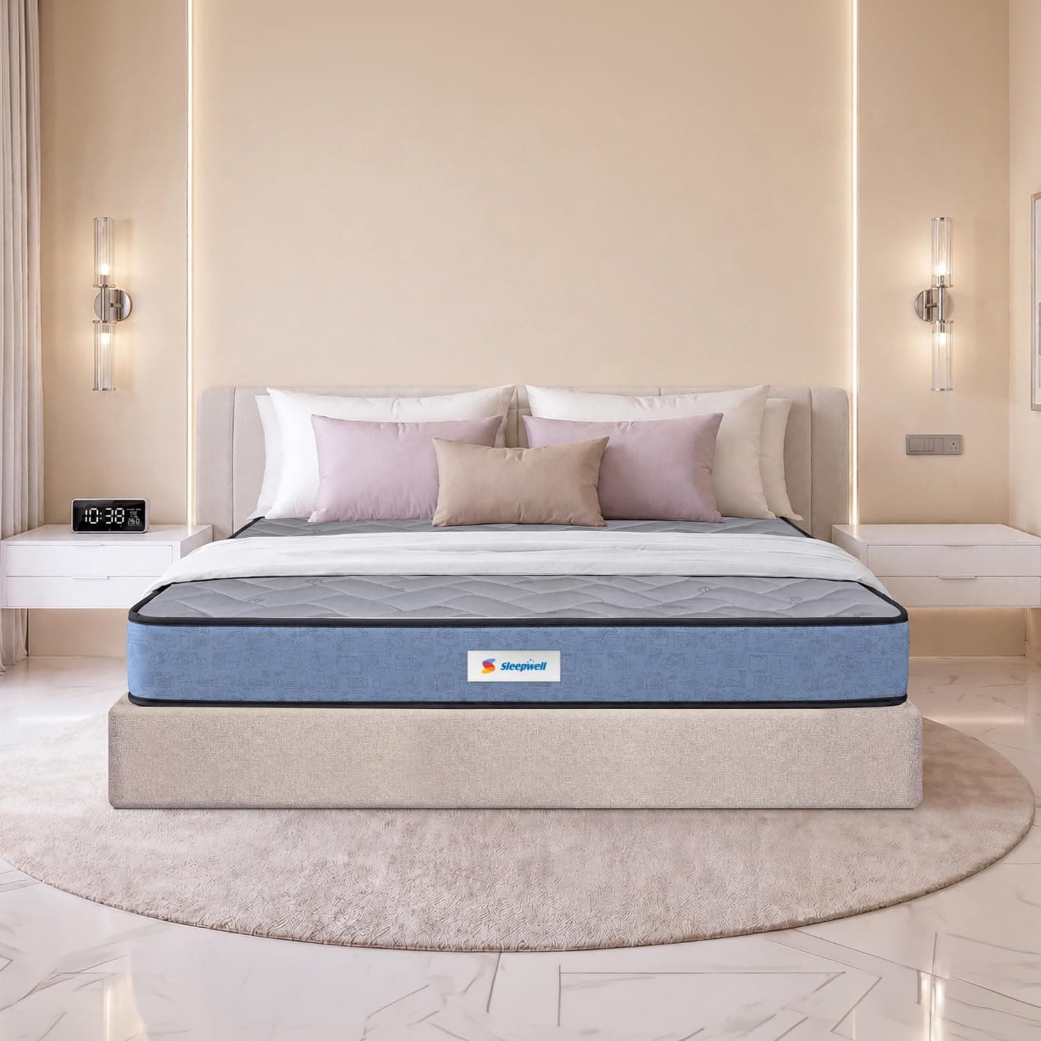 Sleepwell Ortho Pro Latex Mattress | Queen Size 75x60x6 Inch | 100% Pure Natural Latex Orthopedic Support | Pressure Relief | Cool Yarn Fabric | Neem Fresche Anti-Microbial | 10 Years Warranty